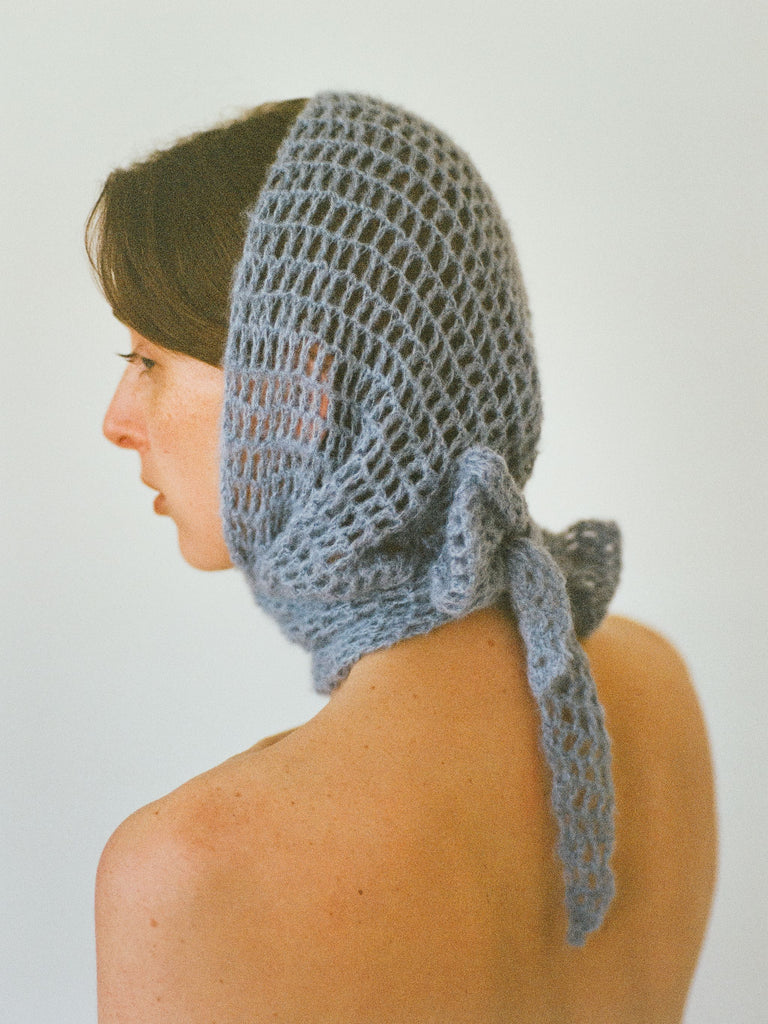 Atelier Magata SS25 Pearl knit net bandeau sky blue